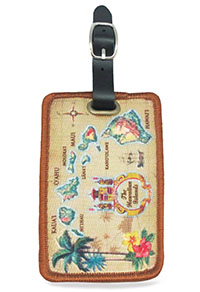 Deluxe Embroidered Luggage Tag, Islands of Hawaii - Tan
