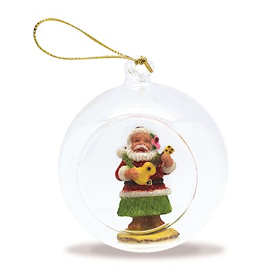 Glass Globe Ornament, Ukulele Santa