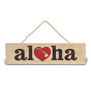 Wooden Hanging Sign, Heart of Hawaii - Aloha