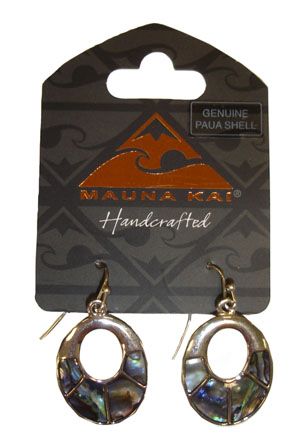 Shell/Pewter Earrings 1-pr, Paua - Oval Dangling