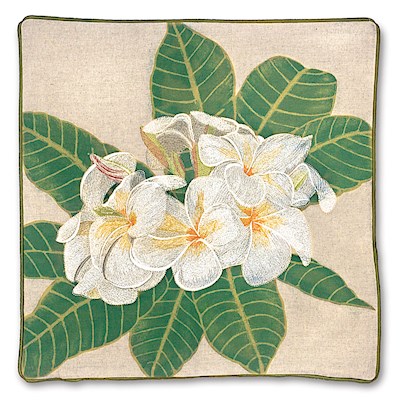 Cotton Linen 18x18 Cover, White Plumeria