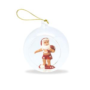 Glass Globe Ornament, Surfing Santa