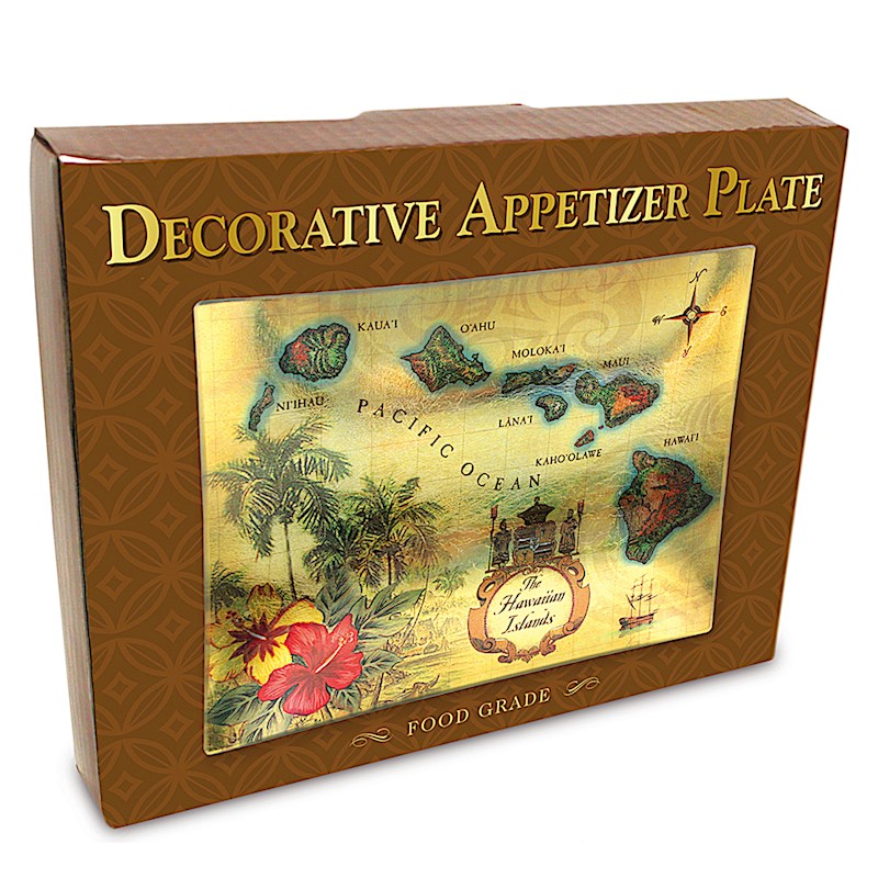 Decorative Appetizer Plate, Islands of Hawaii Tan to the Islands