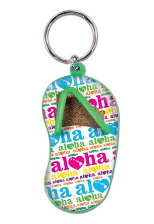 Hawaii Wooden Slipper Keychain Charm Ornament