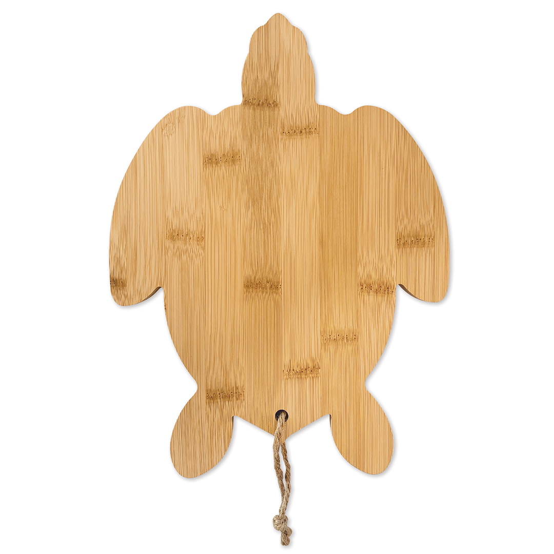 Tropical Bamboo Surfboard Shaped Cutting Board: Hibiscus Stamp