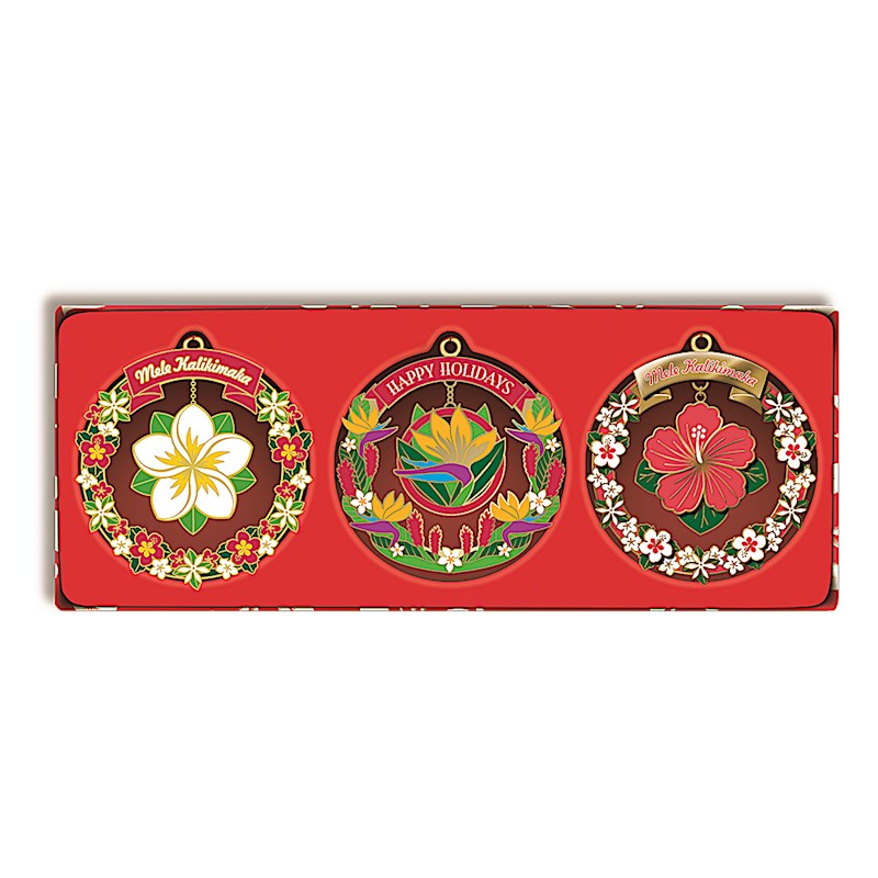 Hawaiian Mele Garden 3 Pack Collectible Metal Ornaments 