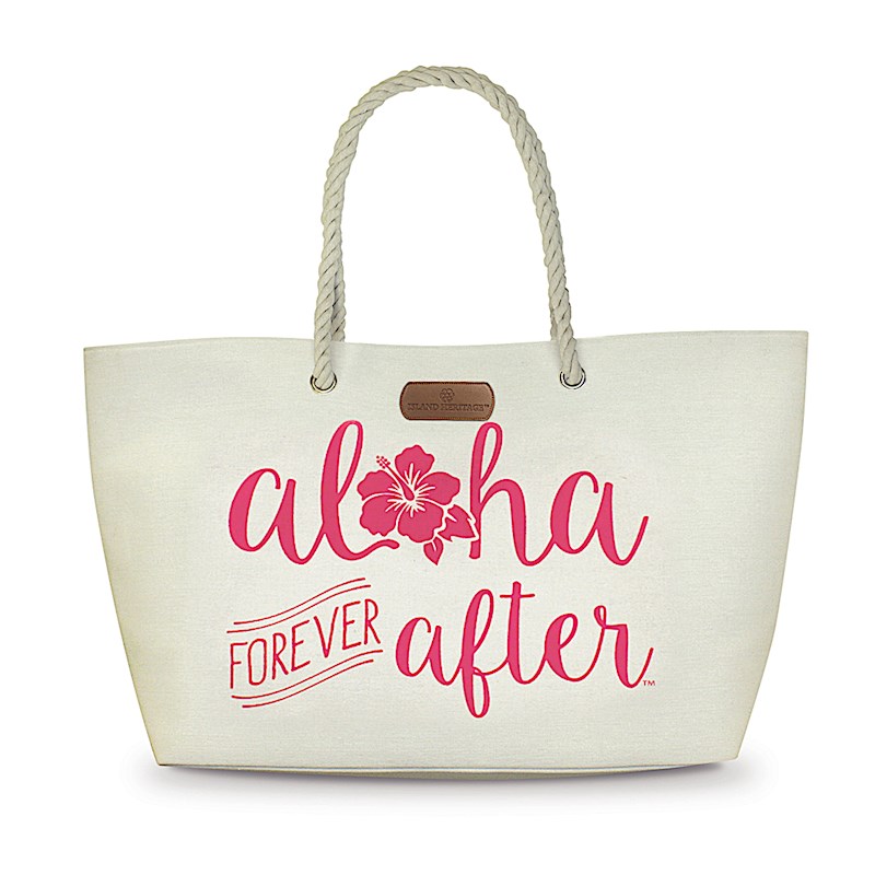 Hawaiian Canvas Aloha Forever After Beach Tote Shopping Bag Handbag Hawaii Pink 