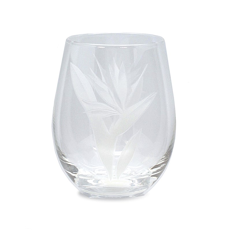 ETCHED STEMLESS WINE GLASS SET