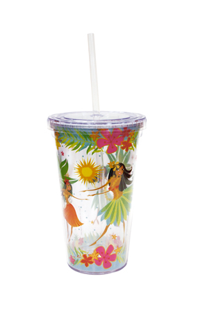 16 oz. Travel Tumbler with Straw, Island Hula Honeys