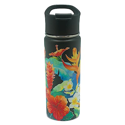 18.6 oz. Island Flask, Island Garden - Black