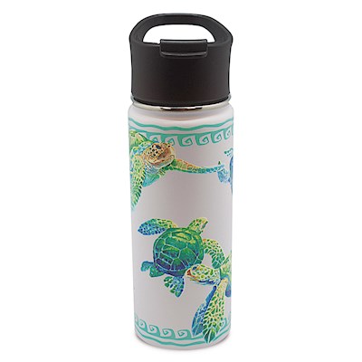 18.6 oz. Island Flask, Swimming Honu - White