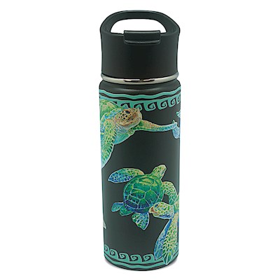 18.6 oz. Island Flask, Swimming Honu - Black