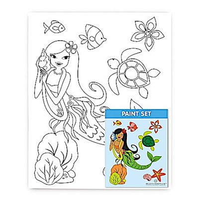 Canvas & Paint Set, Island Hula Mermaids