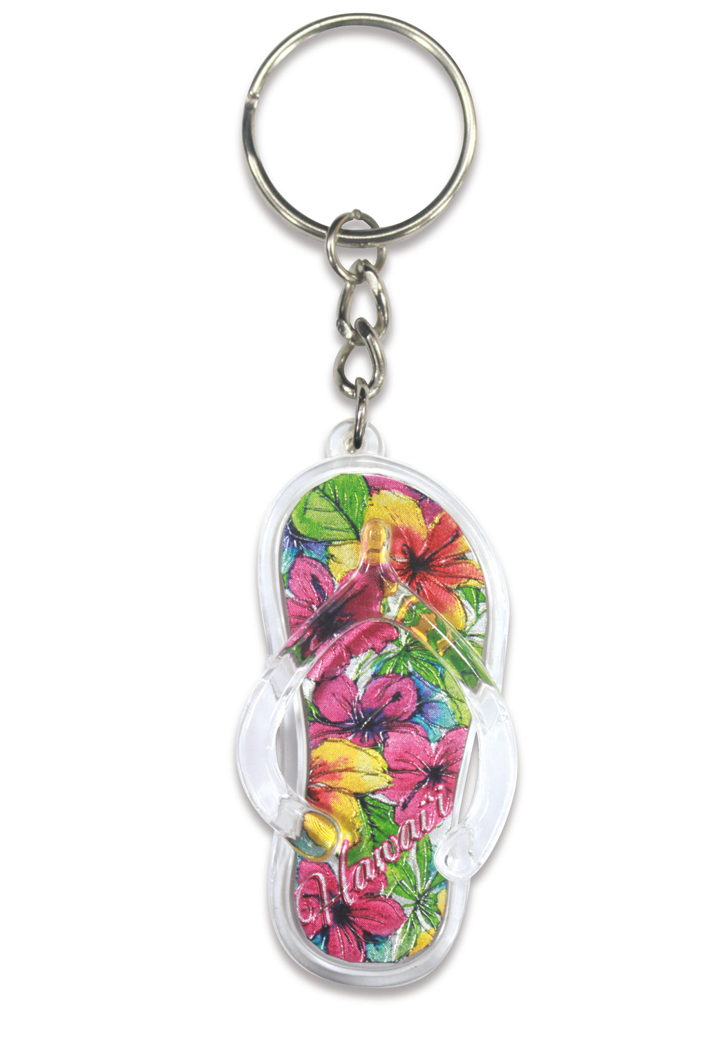 Acrylic Foil Keychain, Paradise Hibiscus (Slipper)