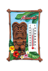 HP Polyresin Thermometer Magnet, Tiki Floral