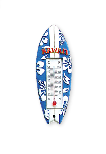 HP Polyresin Thermometer Magnet, Hawaii Surfboard