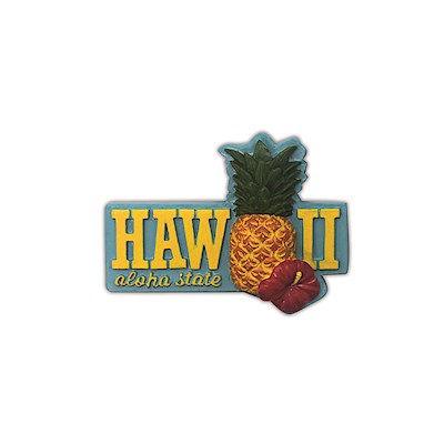 HP Polyresin Magnet, Hawaii Pineapple Aloha State