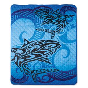 Beach Mat with Zipper Pouch- Tribal Shark