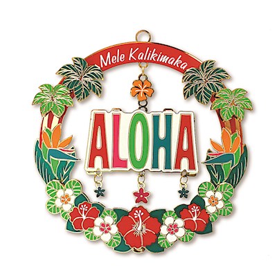 Metal Die-Cut Ornament, Mele Aloha