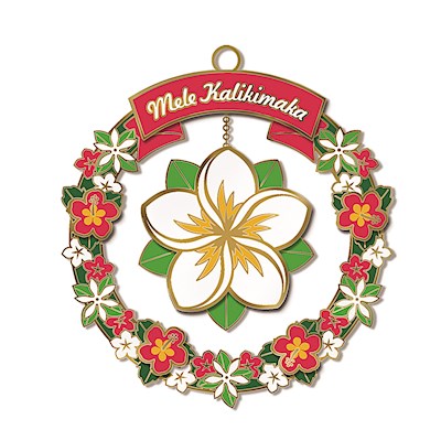 Metal Die-Cut Ornament, Mele Plumeria