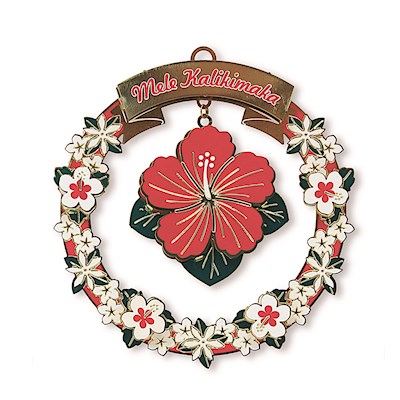 Metal Die-Cut Ornament, Mele Hibiscus