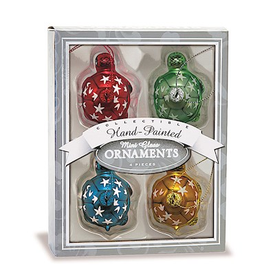 Mini Glass Ornament Set, Honu Family (4-pk)