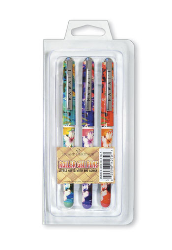 3-pk Rollerball Pens, Hibiscus Palm