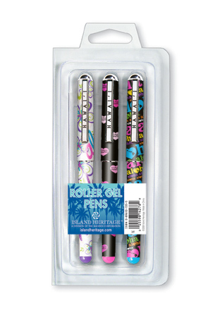 3-pk Rollerball Pens, Aloha