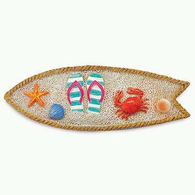 Coastal HP Polyresin Magnet, Surfboard with Crab