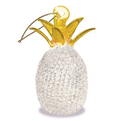 Glass Lace Ornament, Pineapple - Yellow Top