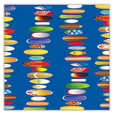 Rolled Gift Wrap, Surfboards - Blue