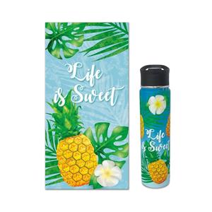 Life is Sweet Beach Towel and Flask Set