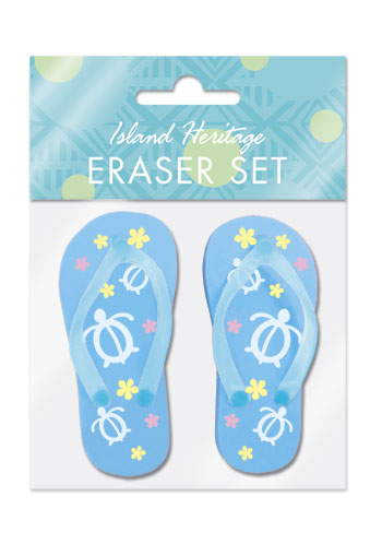 Rubber Slipper Erasers 1-pr, Honu Plumeria