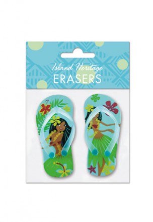 Rubber Slipper Erasers 1-pr, Island Hula Honeys