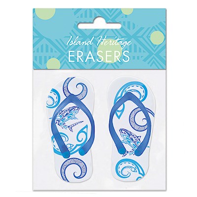 Rubber Slipper Erasers 1-pr, Tribal Shark