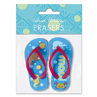 Rubber Slipper Erasers 1-pr, Marine Life Maui