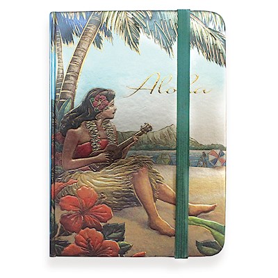 Foil Notebook w/ Elastic Band SM, Vintage Hawaii