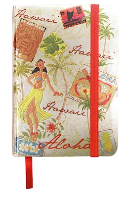 Foil Notebook w/ Elastic Band LG, Stamped w/ Aloha