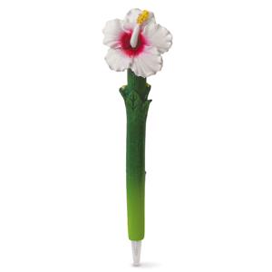 Polyresin Pen, White Hibiscus