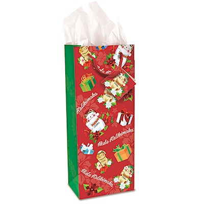 Wine Gift Bag, Holiday Lucky Cat