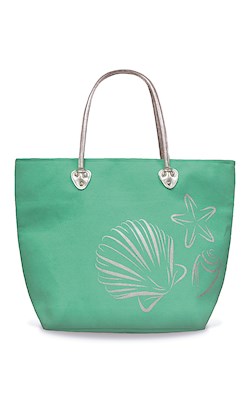 Silver Tote, Sea Shells (Aqua Green)