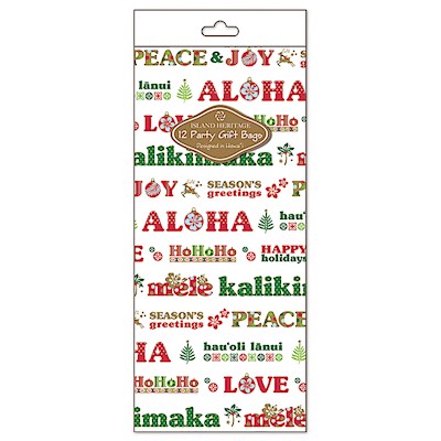 Cello Bag 12-pk SM, Aloha Season's Greetings