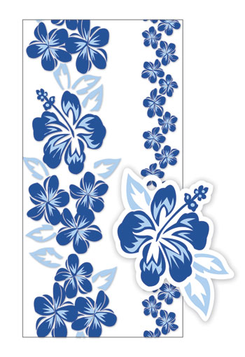 CANDY LEI HIBISCUS/PLUMERIA PANEL BLUE