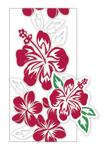 CANDY LEI HIBISCUS/PLUMERIA PANEL RED