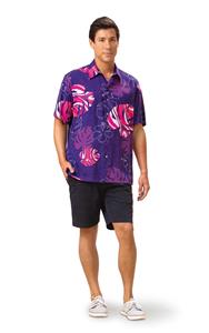 Monstera Waves II - Plum Kai Mens Classic Shirt (Medium)