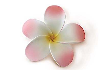 Foam Single Plumeria Clip, Pink w/ Yellow, White