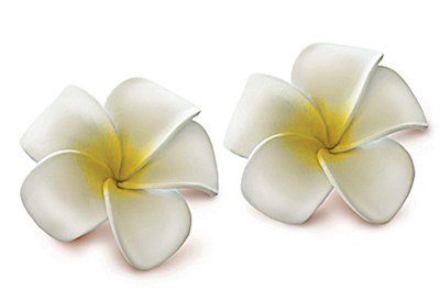 Foam Baby Plumeria Clips, White w/ Yellow 2-pk