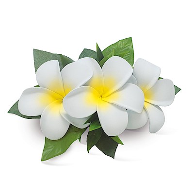 Foam Cluster Plumeria Clip, White & Yellow