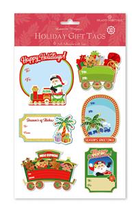 3D Adhesive Gift Tag 6-pk, Santa’s Holiday Ride