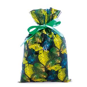 BAG FLORAL DRAWSTRING SM MONSTERA BLACK